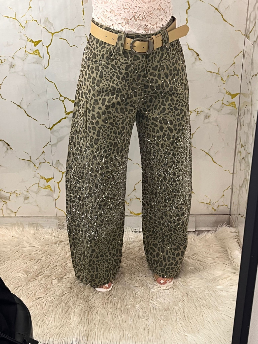 Jeans animalier con brillantini