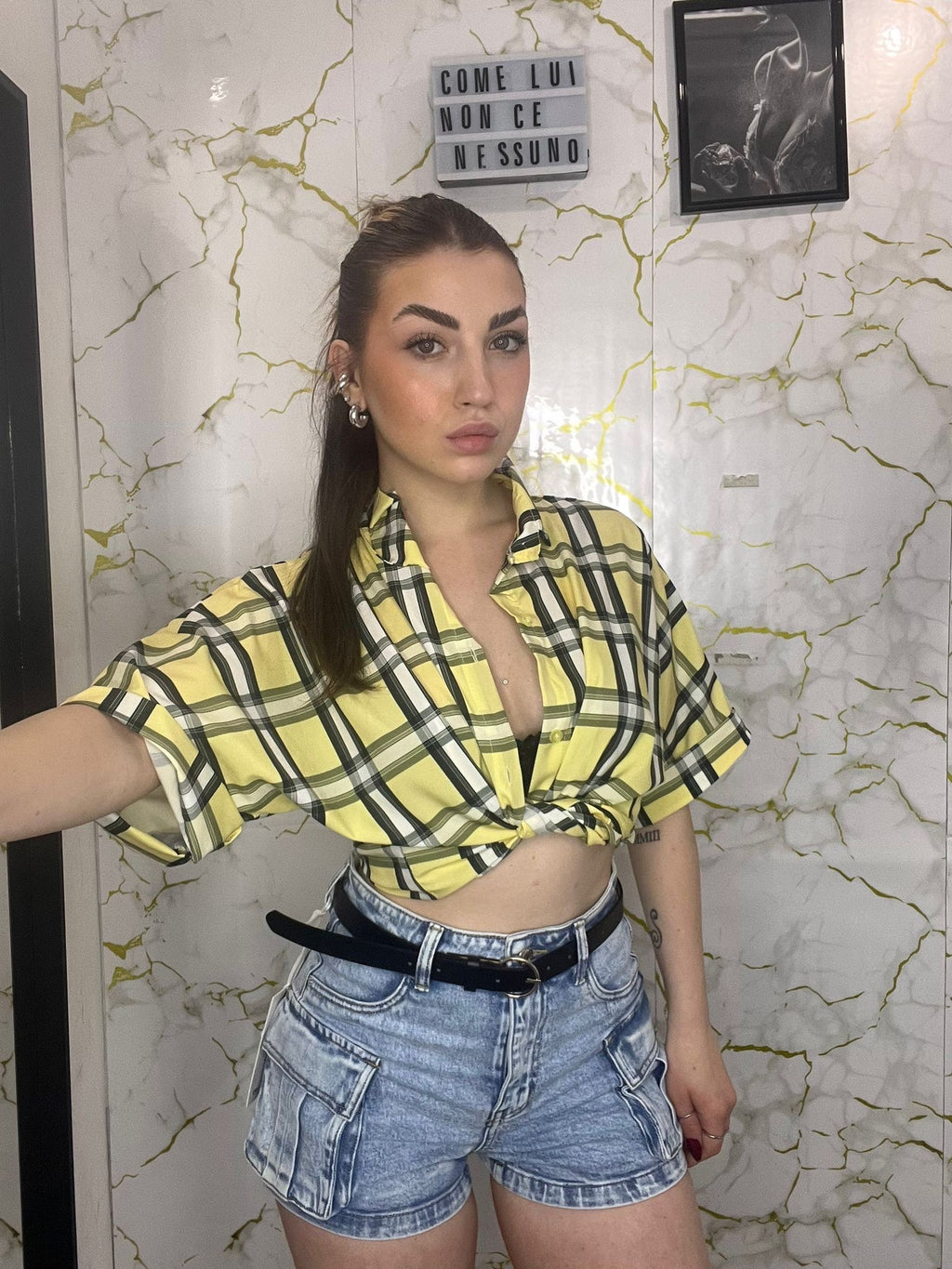 Camicia a quadri morena