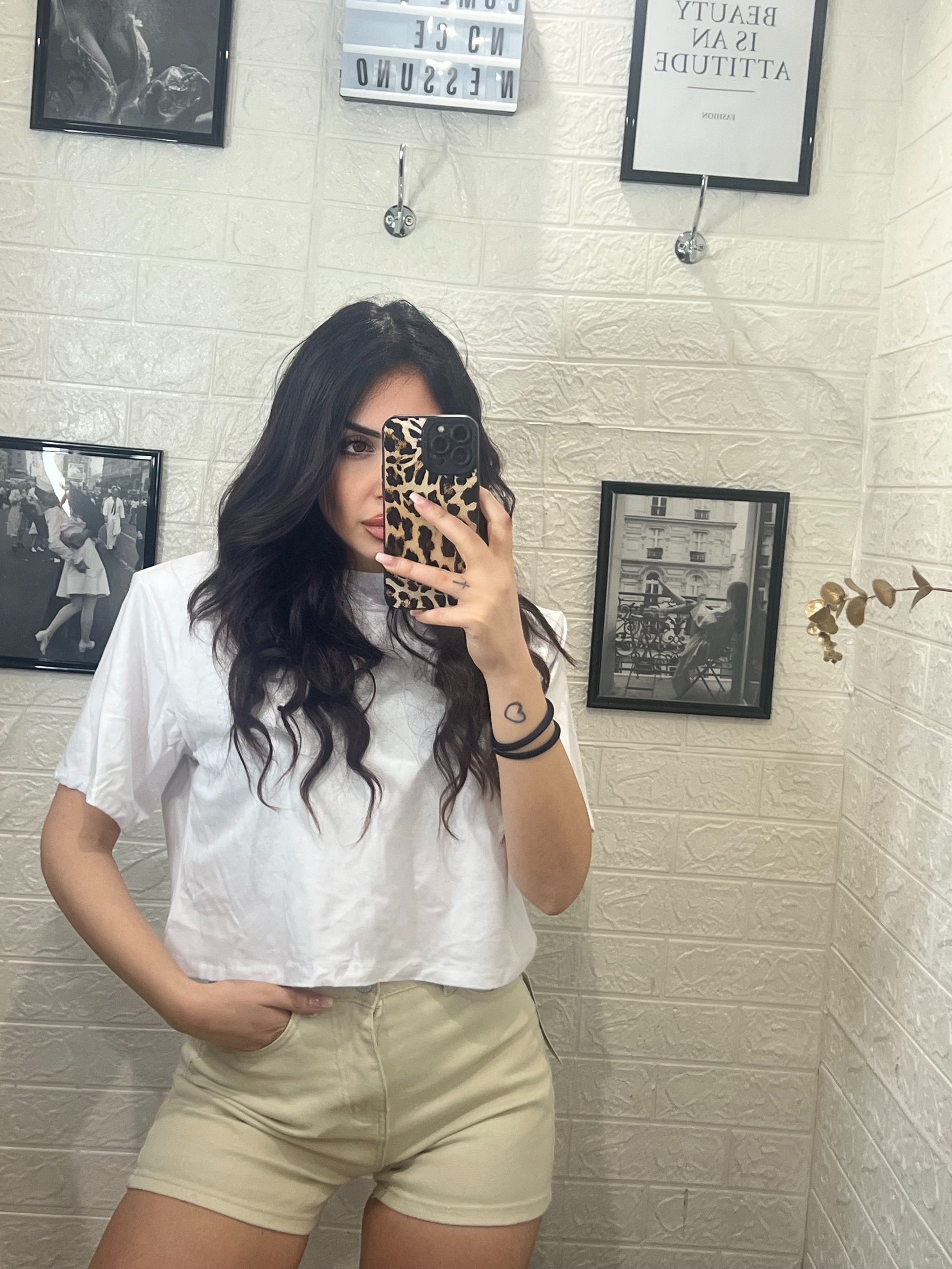 Shirt crop con spalline