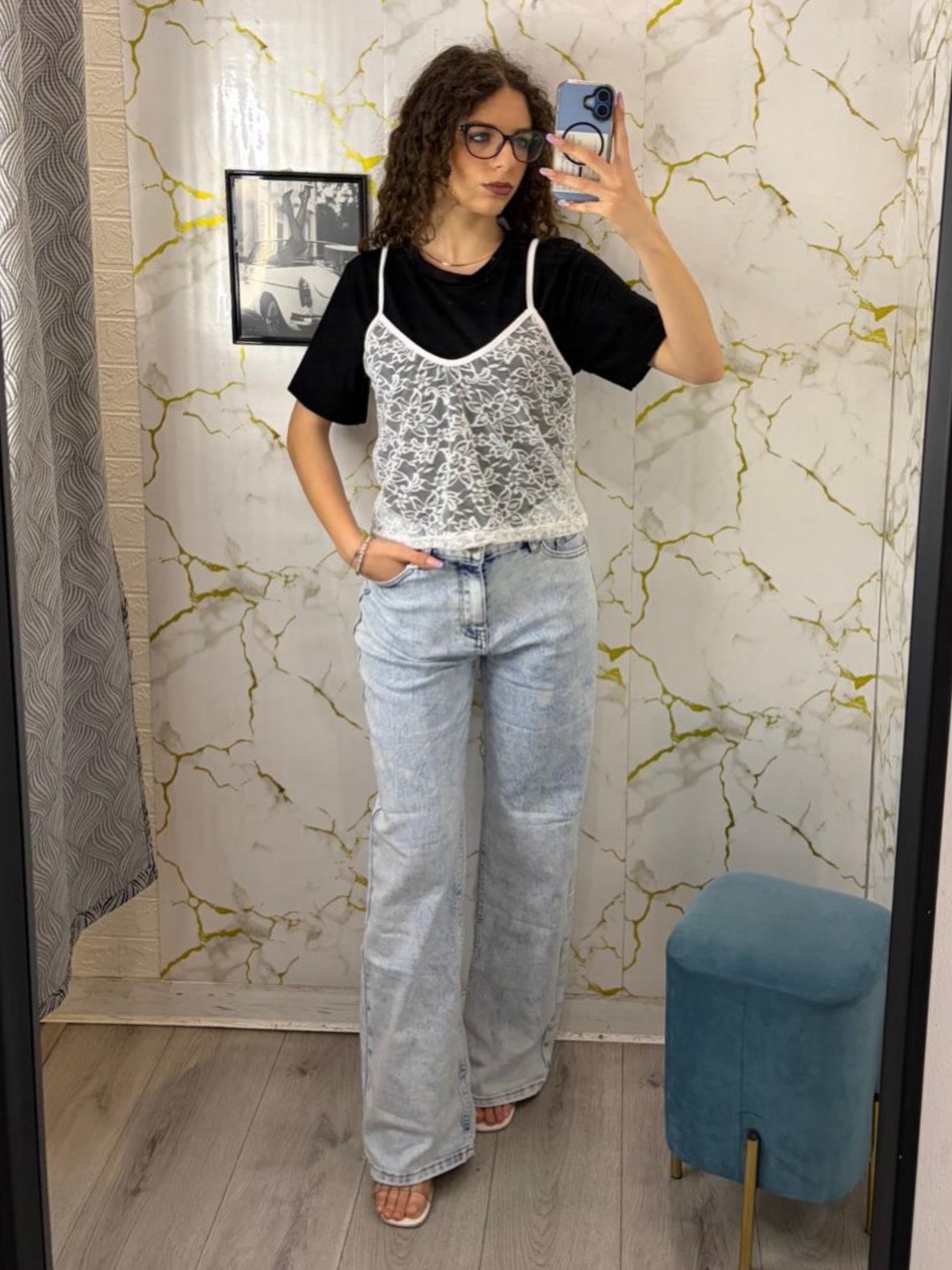 Maglia con top macramé