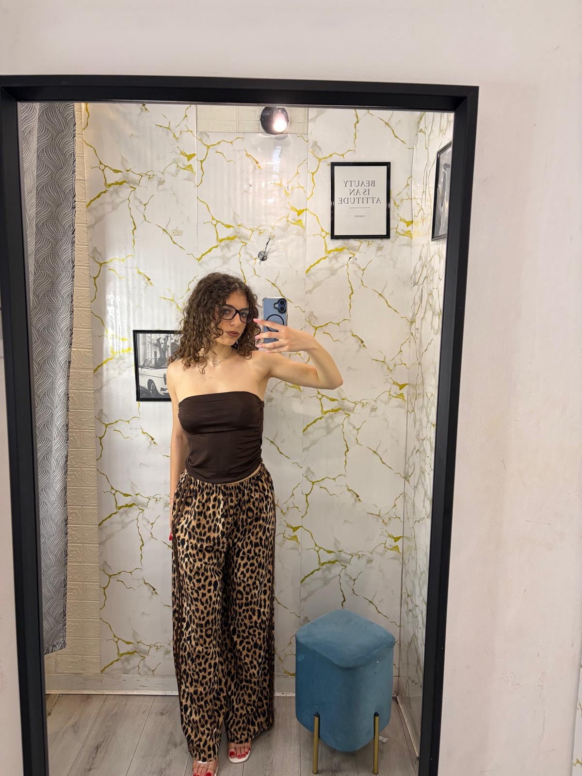 Pantalone maculato con banda