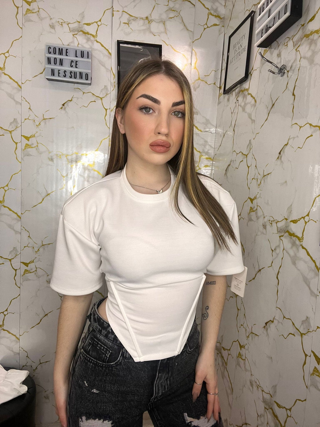 Maglia con corsetto regolabile