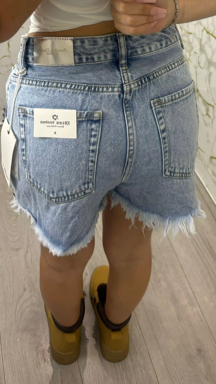 Pantaloncino total borchie denim