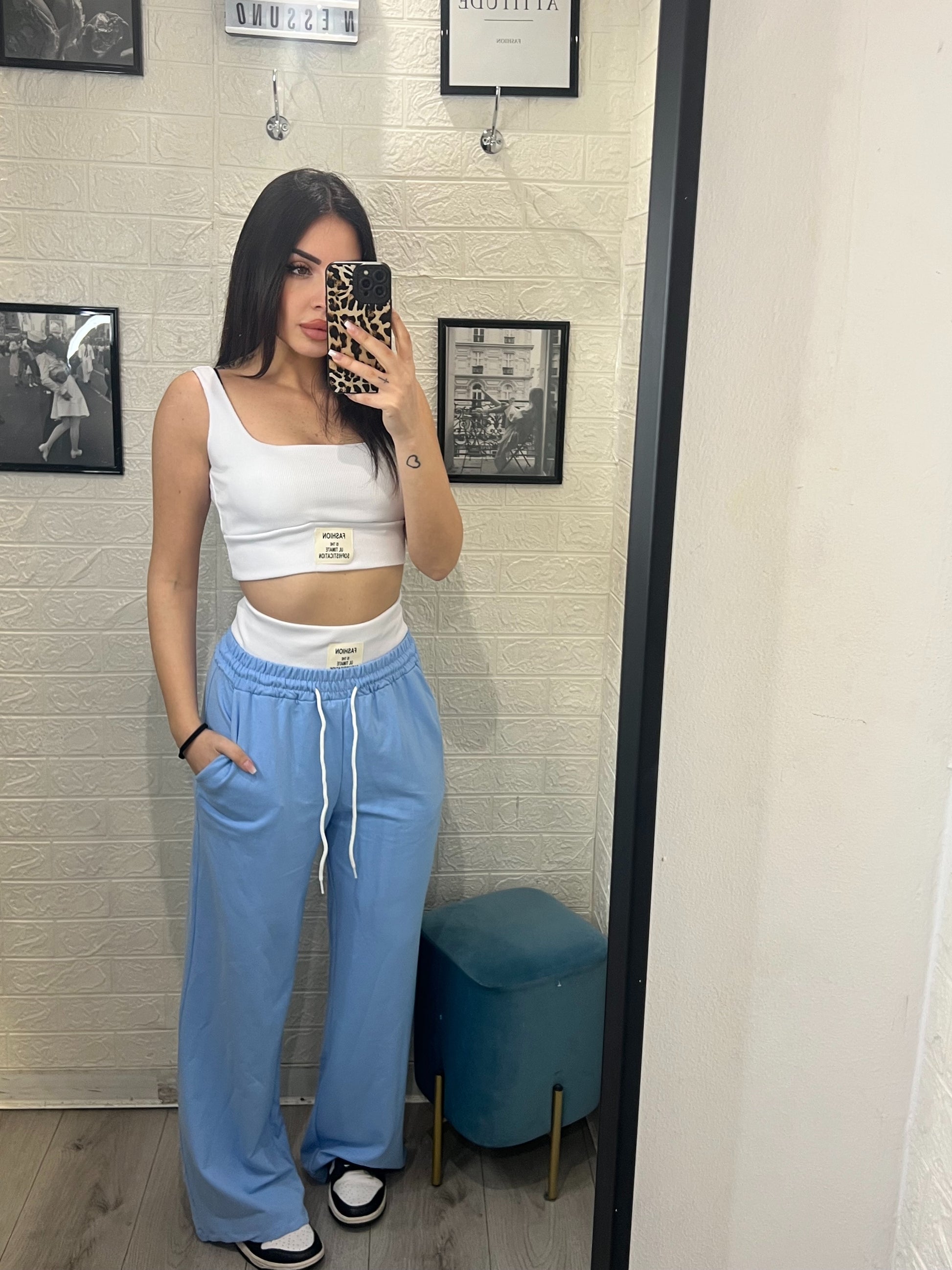 Coordinato top pantalone con molla