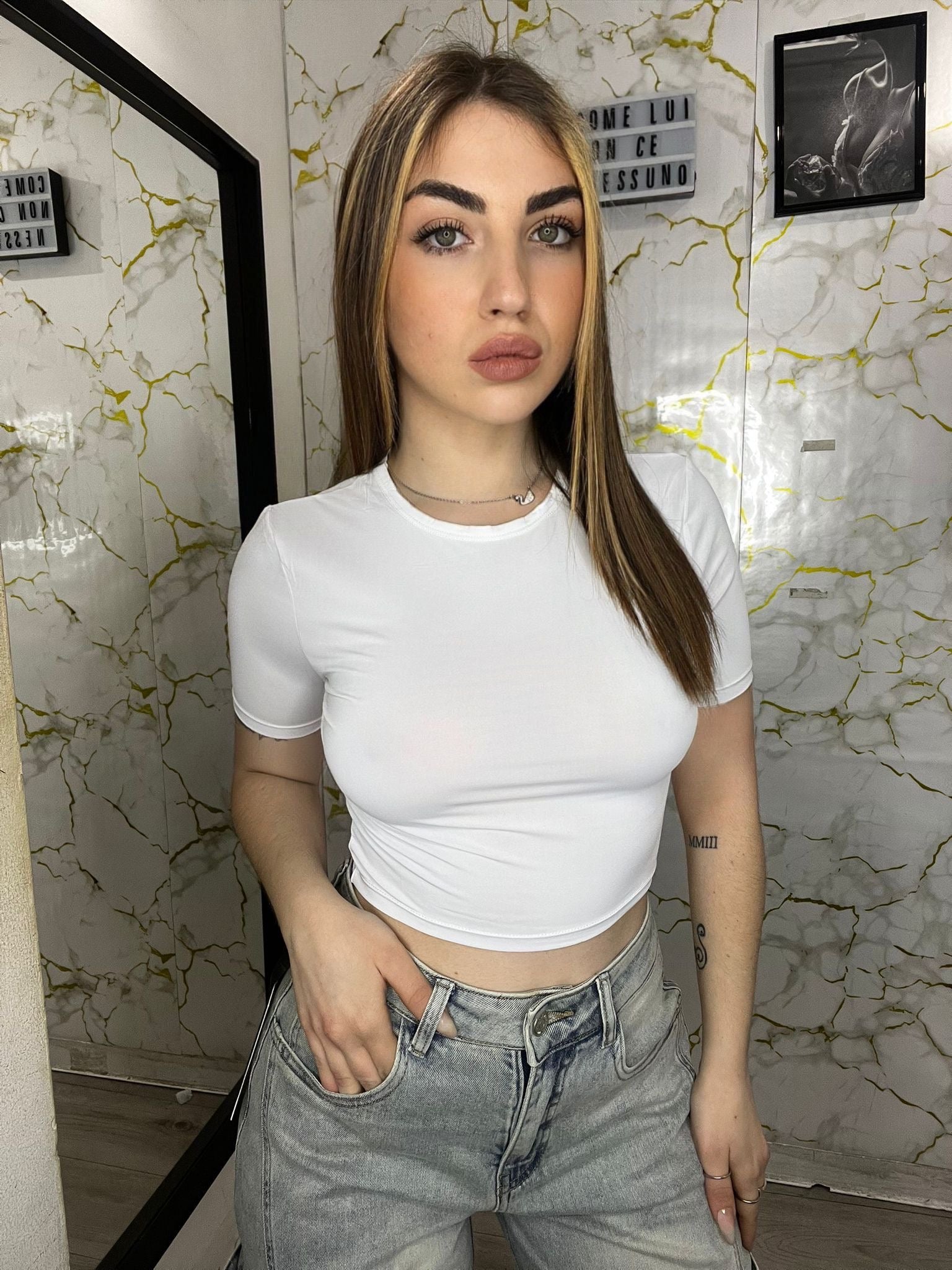 Maglia croop in lycra