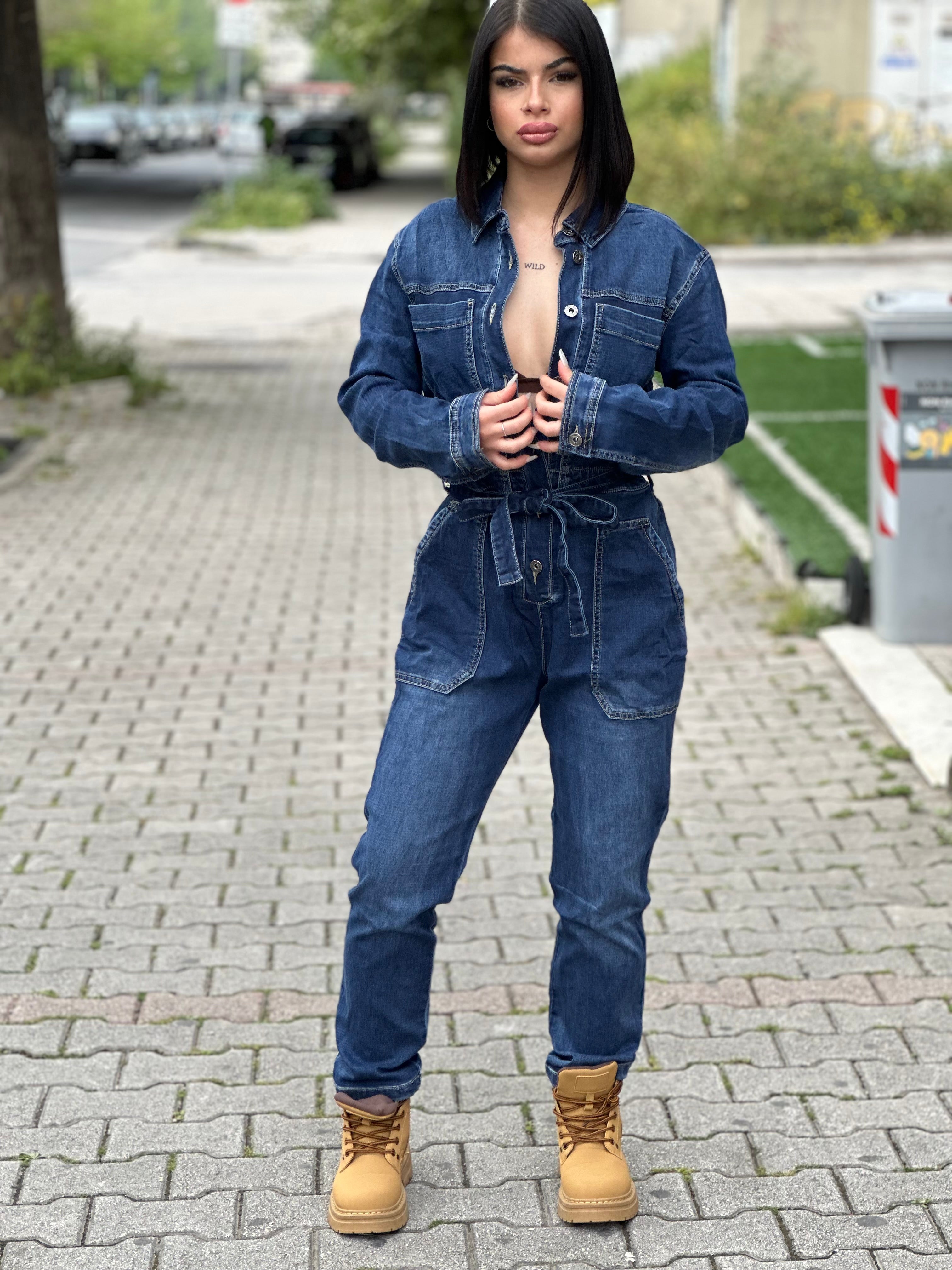 Jumpsuite denim scuro