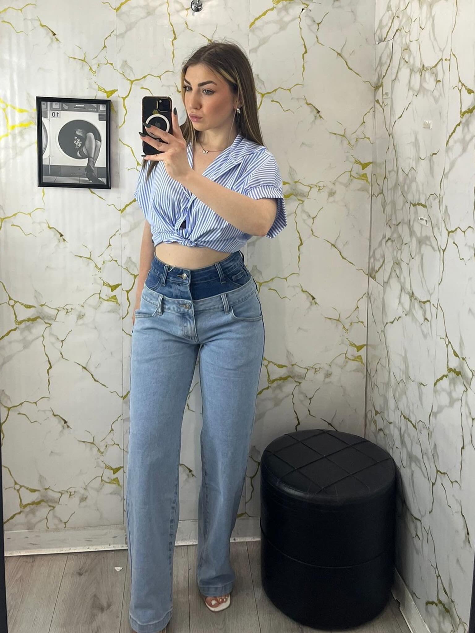 Jeans con doppia fibia