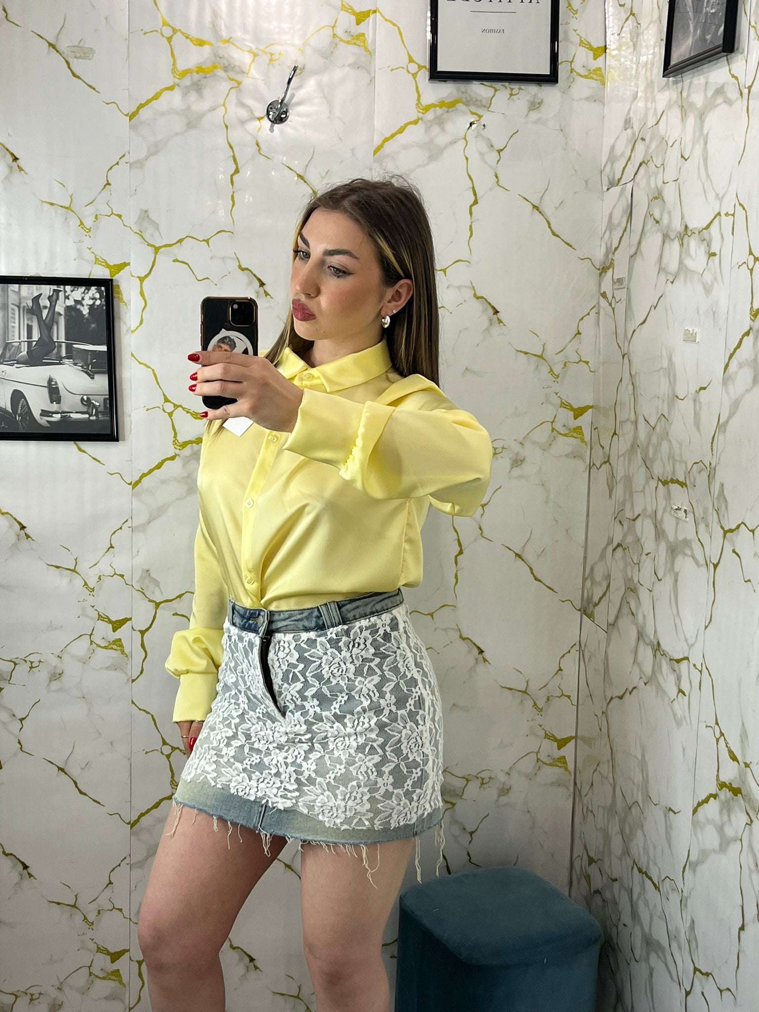 Gonna sabbiata con macramé