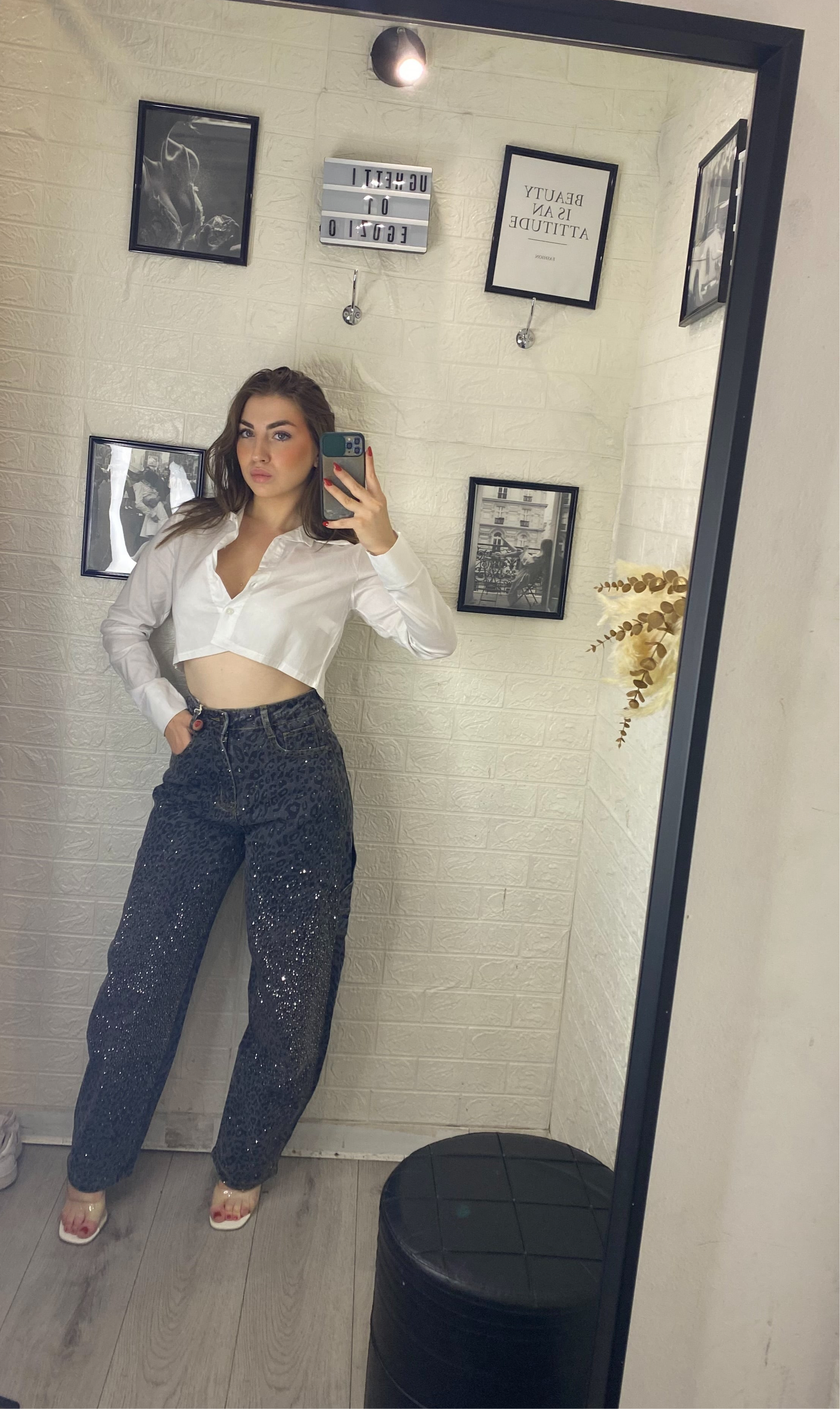 Jeans ballon leopardato  grigio 🦋