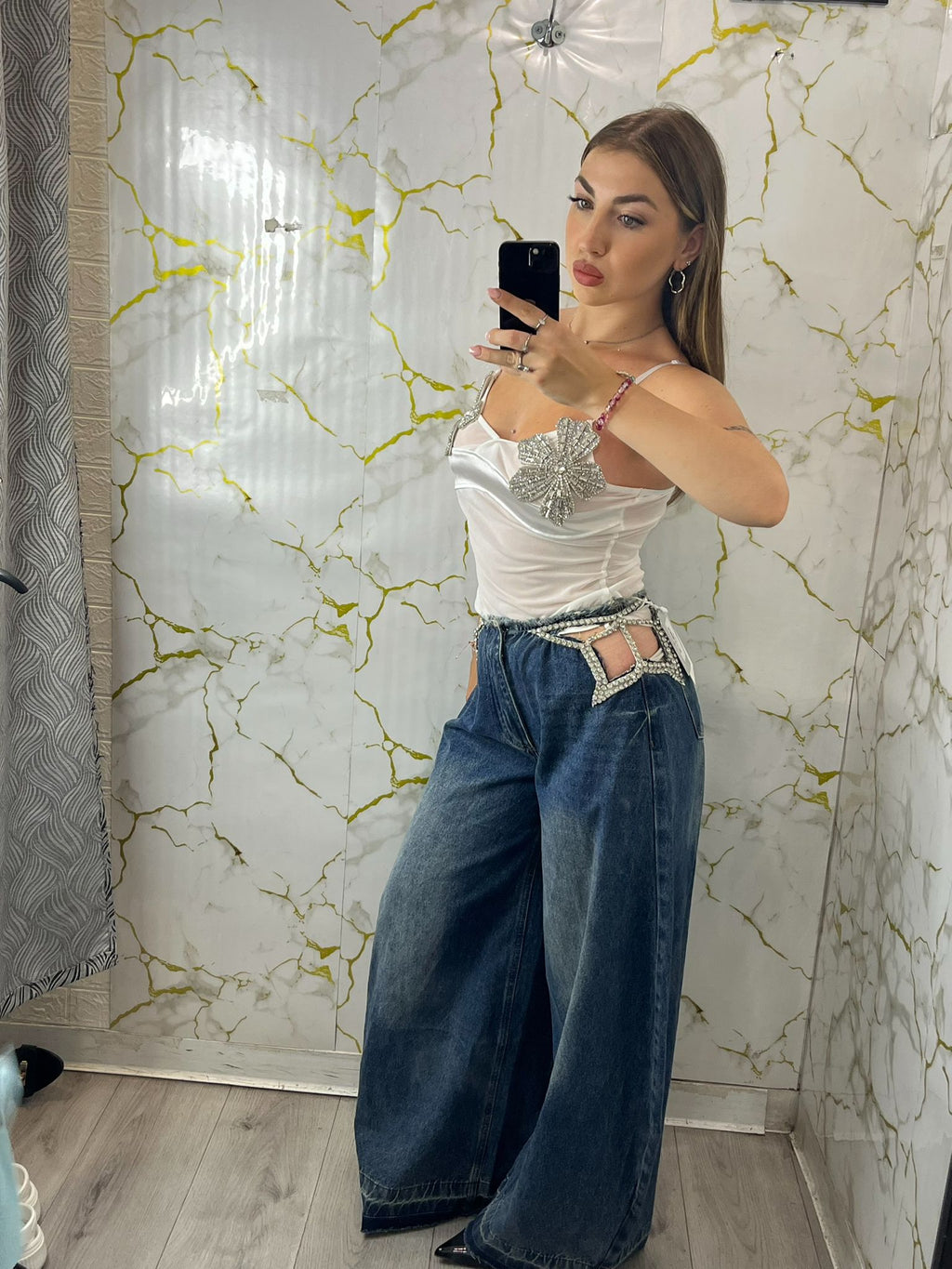 body strass fiore