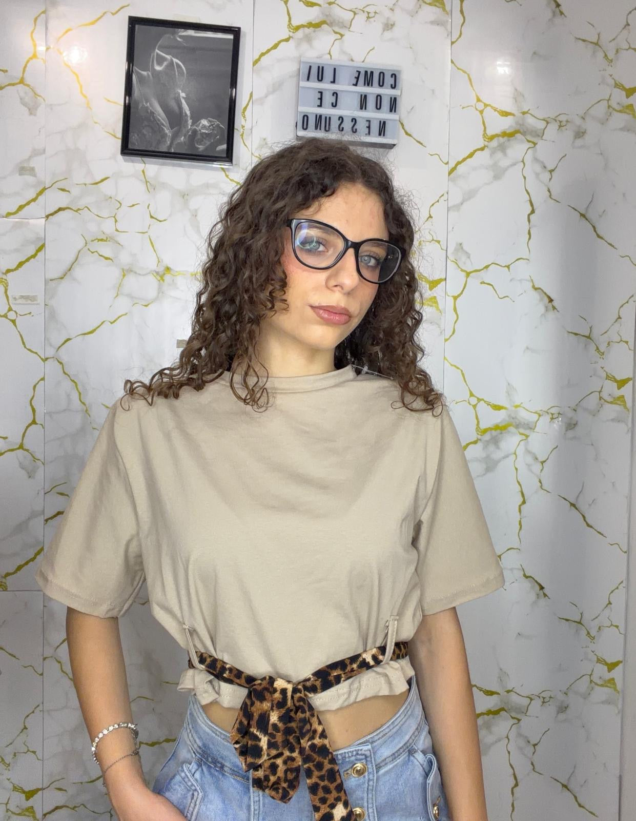 Maglia con cinturino animalier