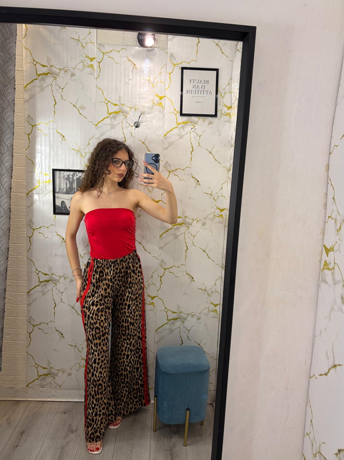Pantalone maculato con banda