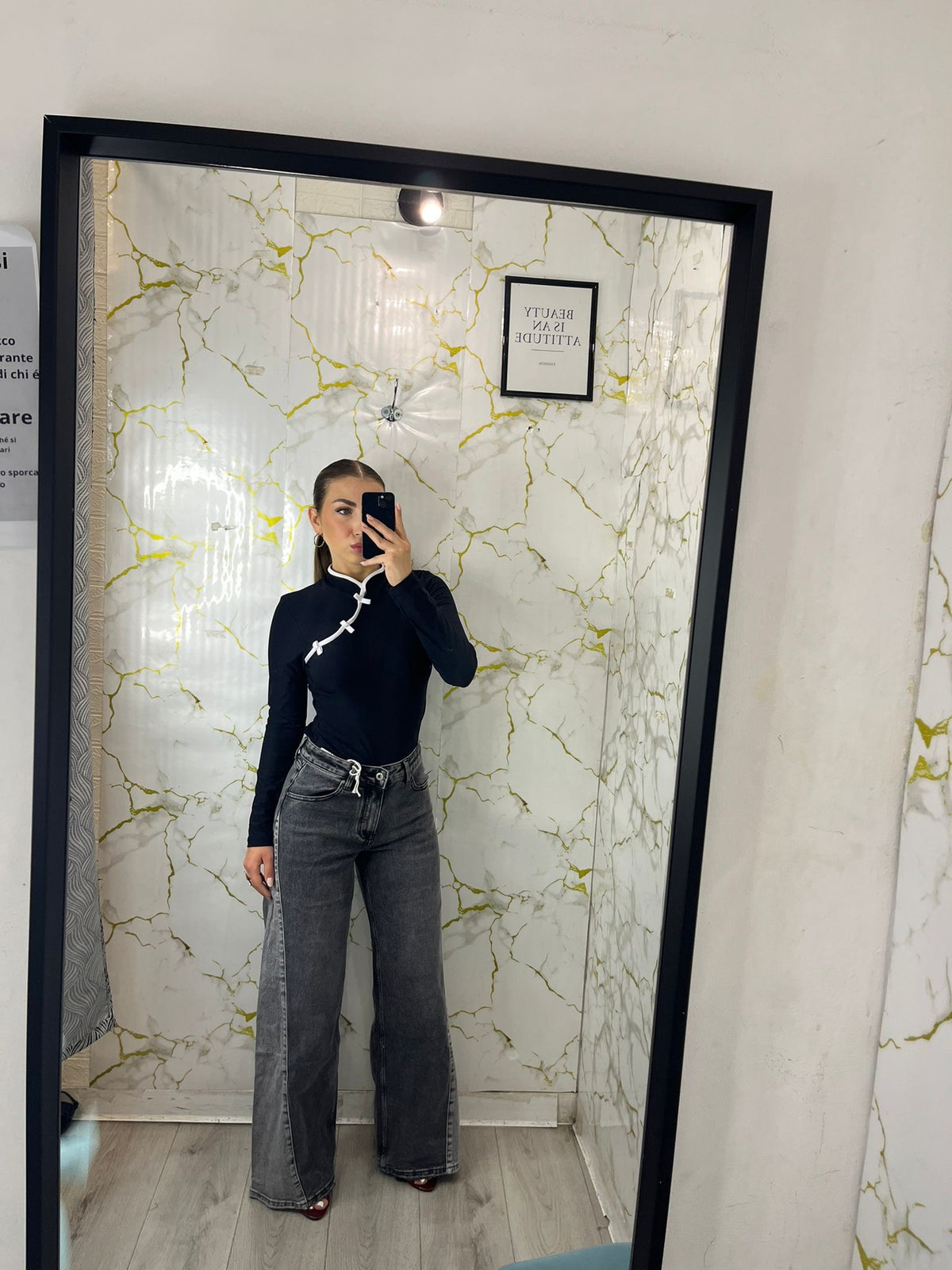 JEANS DOPPIO LAVAGGIO GRIGIO palazzo