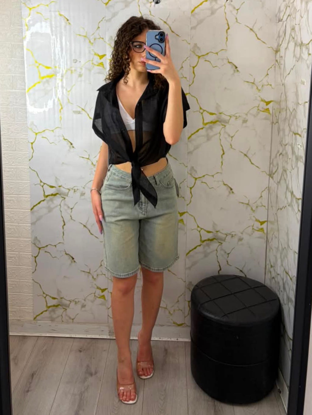 Camicia mezza manica semitrasparente