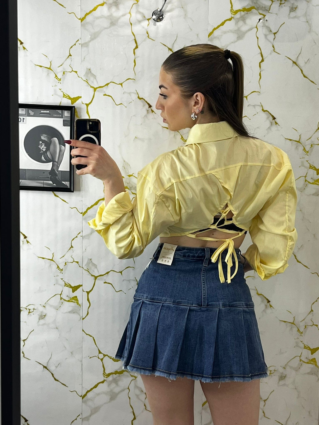 Gonna con voilà denim scuro