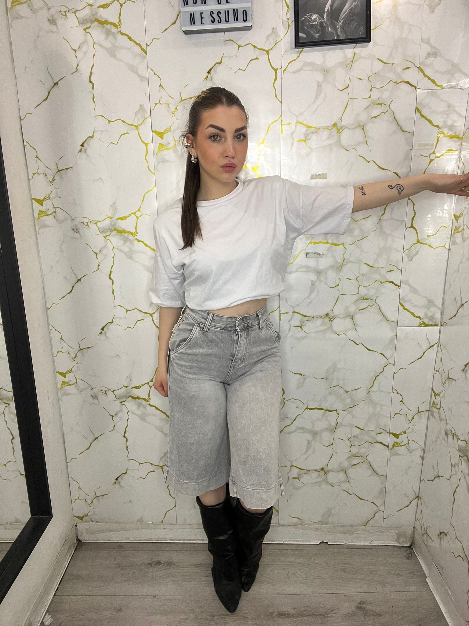 Maglia sbuffata crop