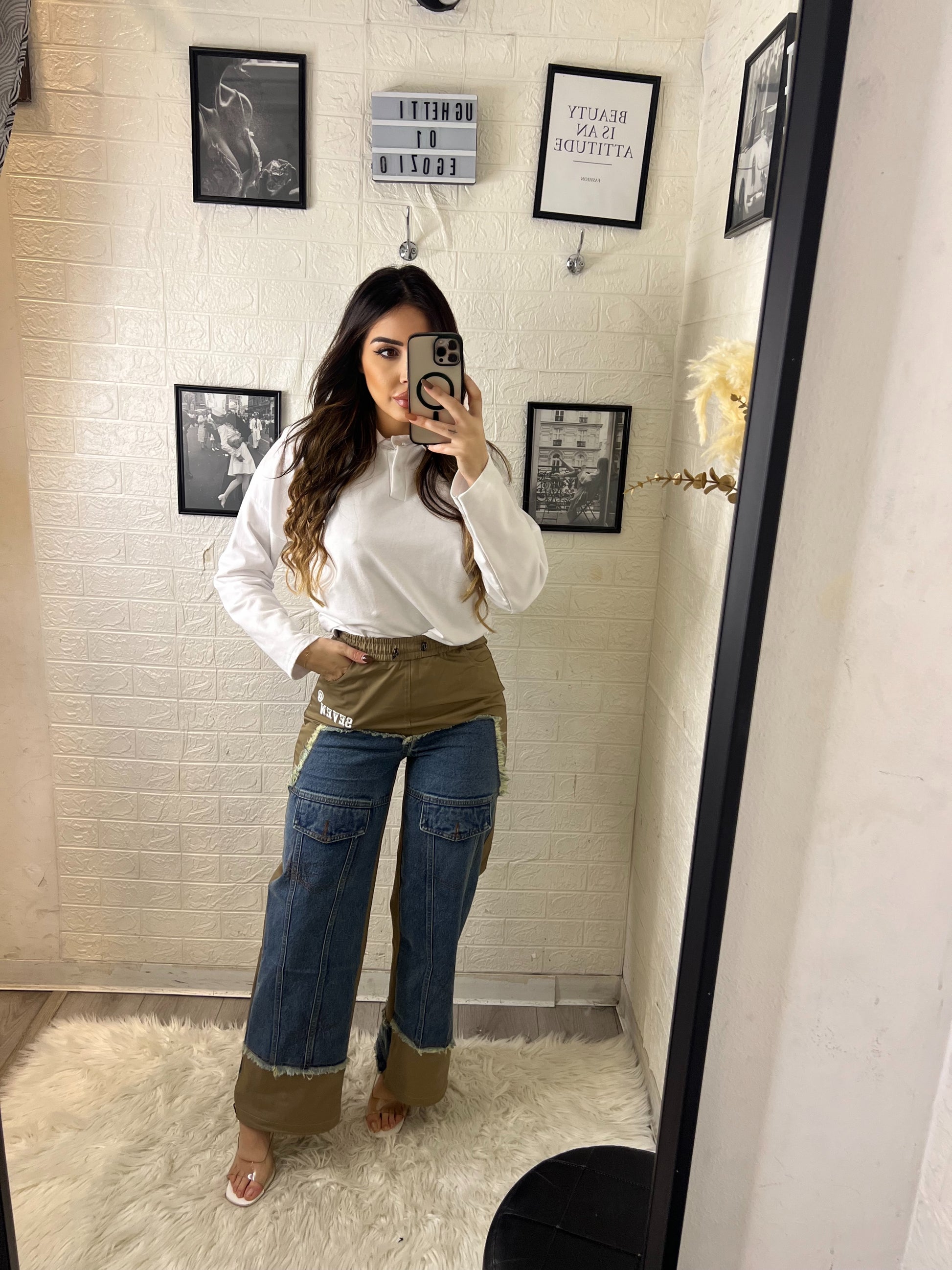 Jeans con doppio tessuto