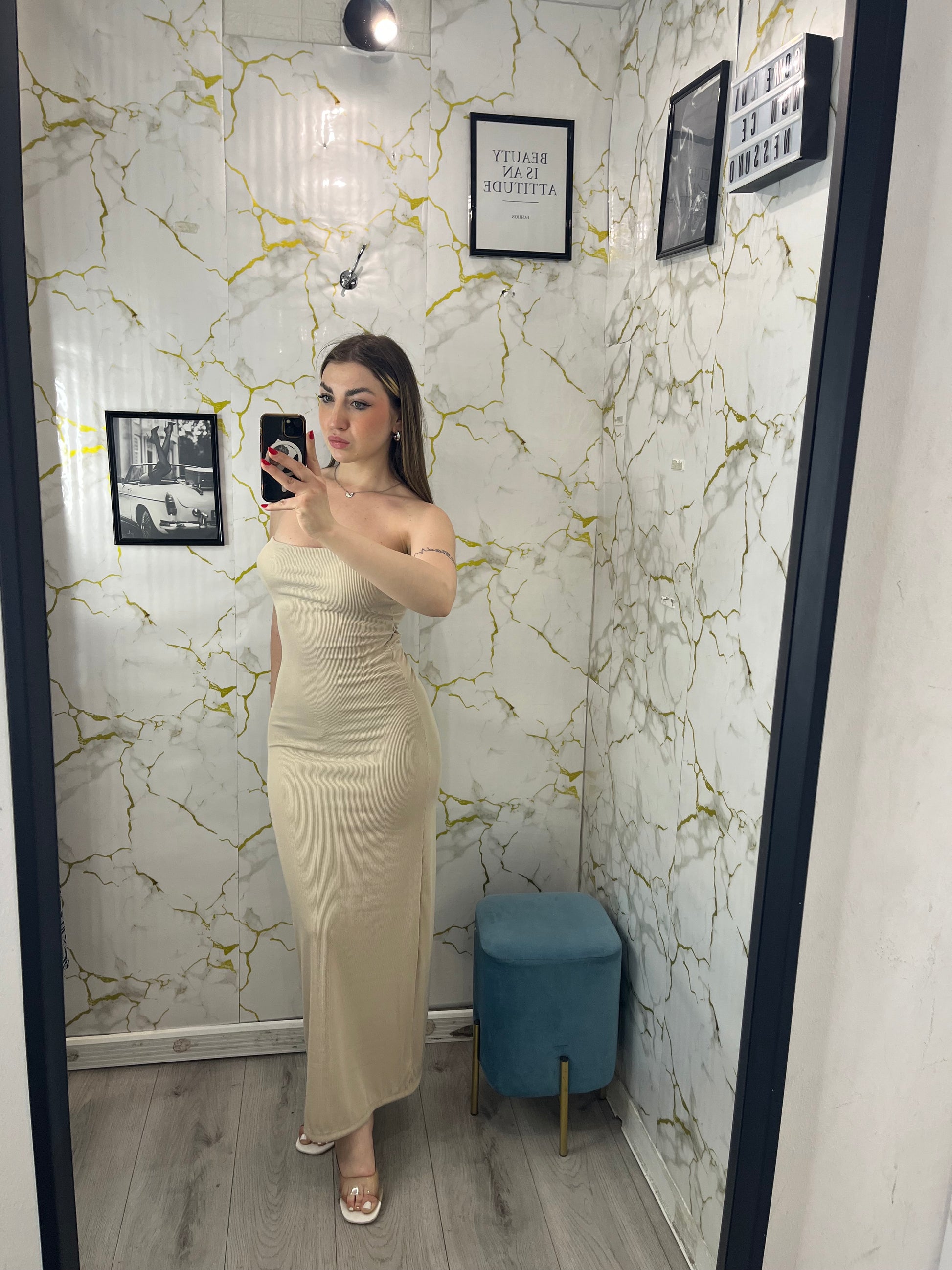 Dress in costine con arricciatura