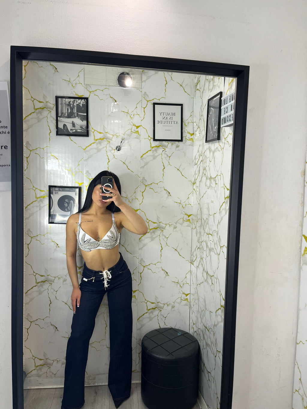 Jeans con chiusura intreccio