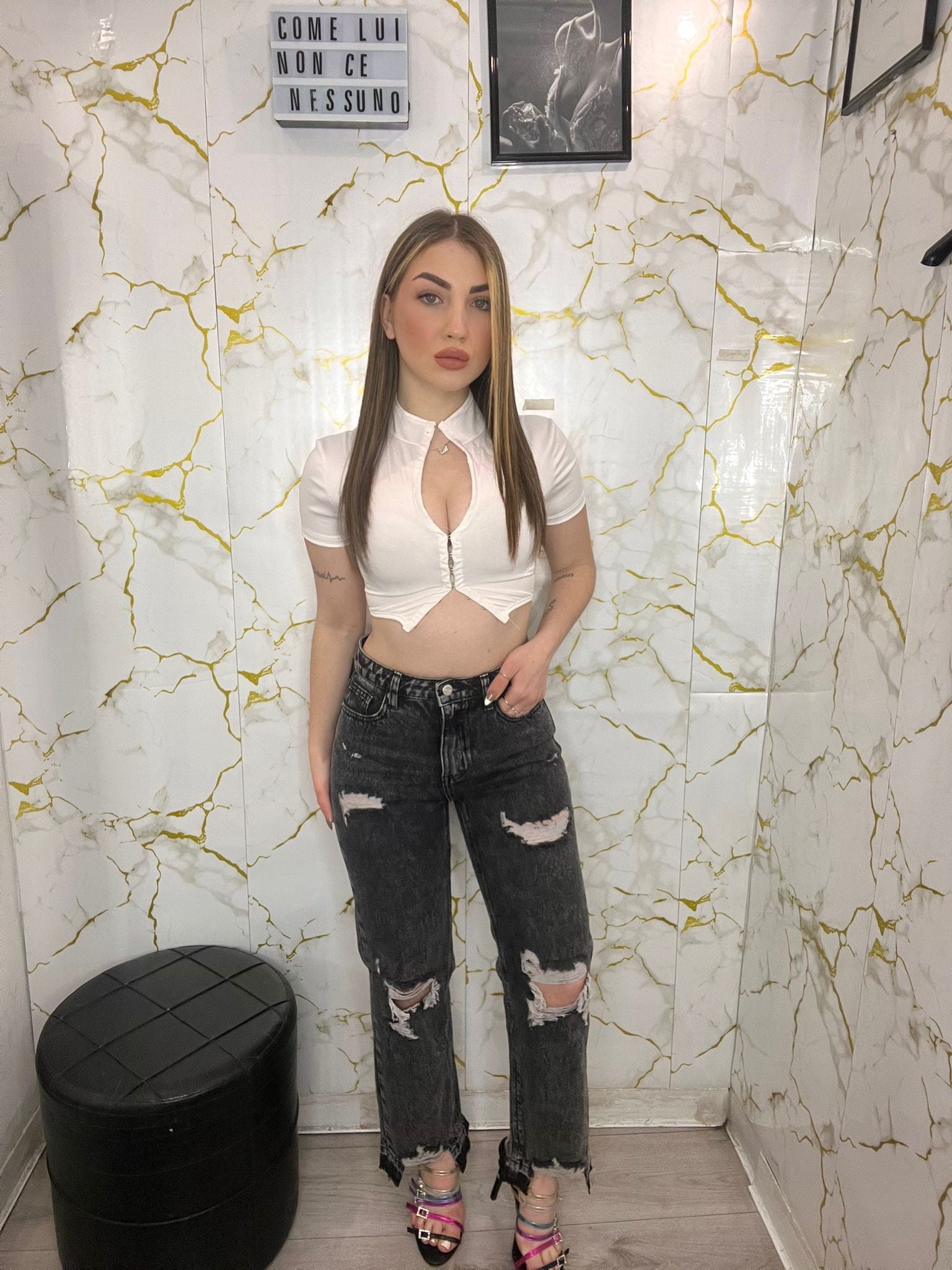 Jeans denim grigio