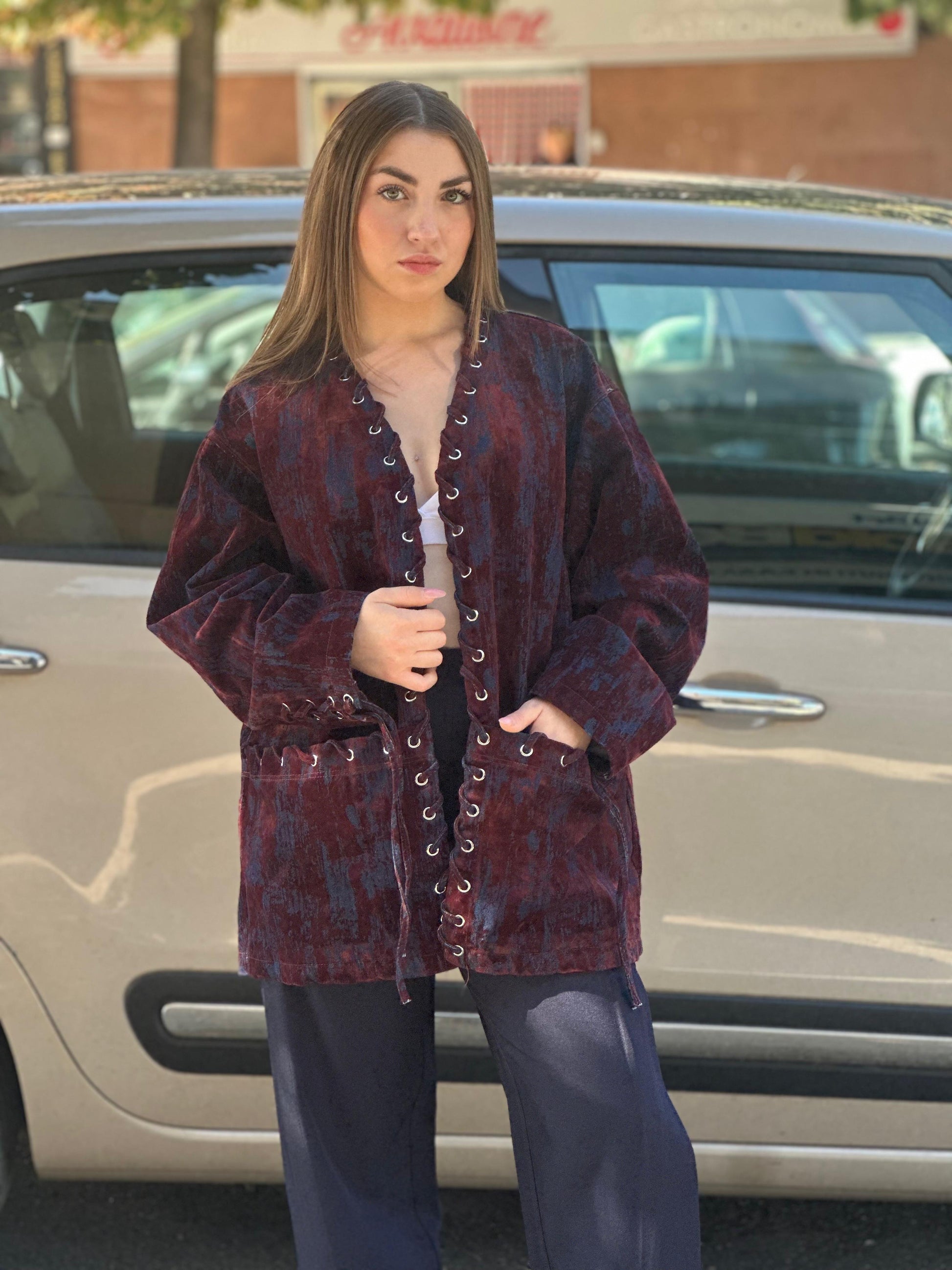 Blazer velluto con stringhe