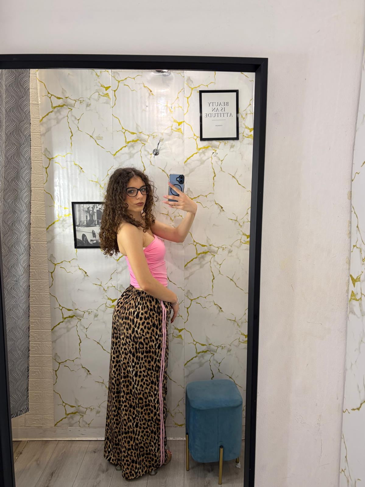 Pantalone maculato con banda