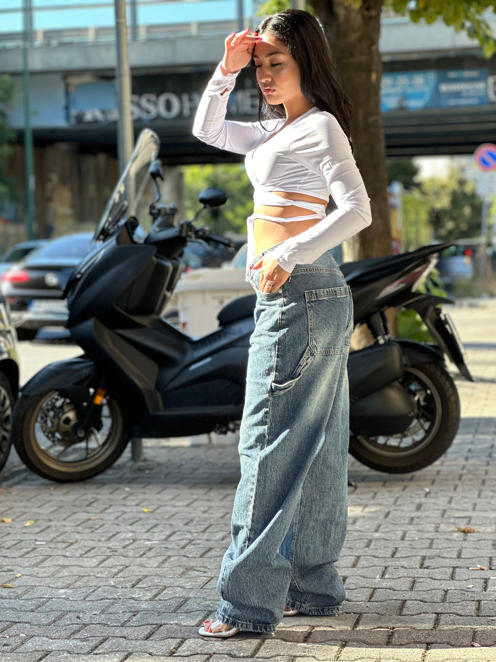 Jeans carpenter asimmetrico