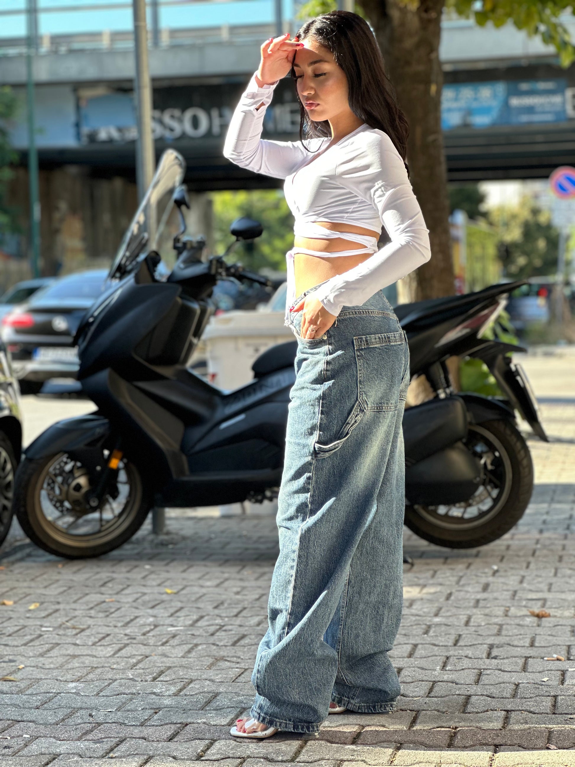 Jeans carpenter asimmetrico