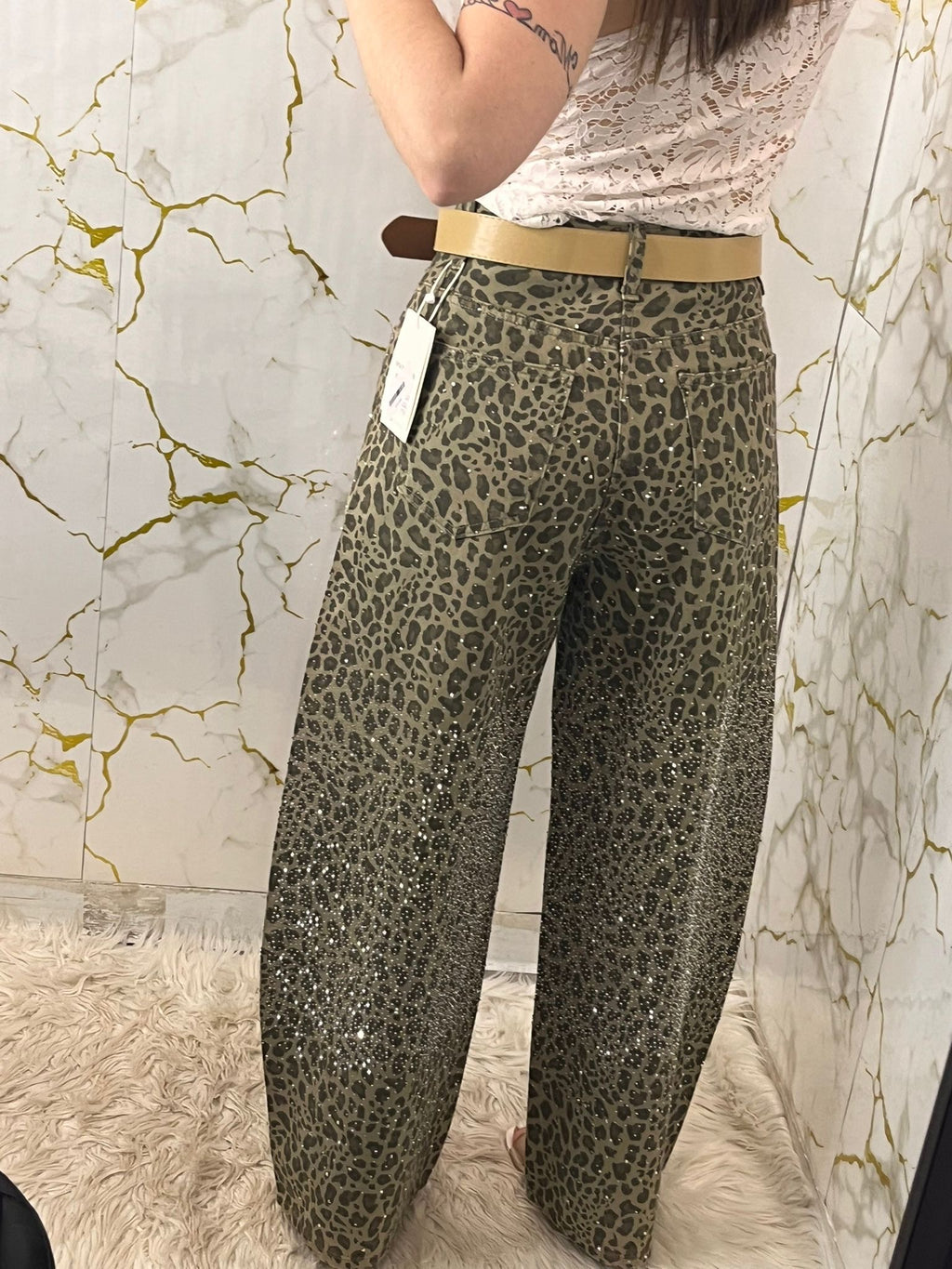 Jeans animalier con brillantini