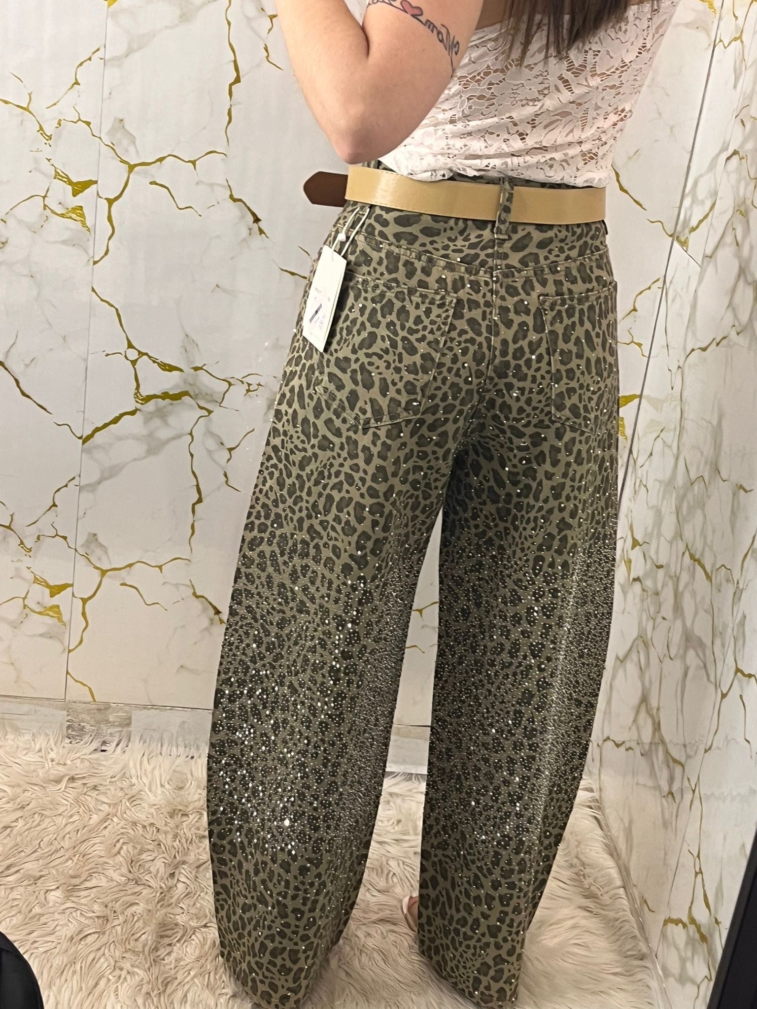 Jeans animalier con brillantini