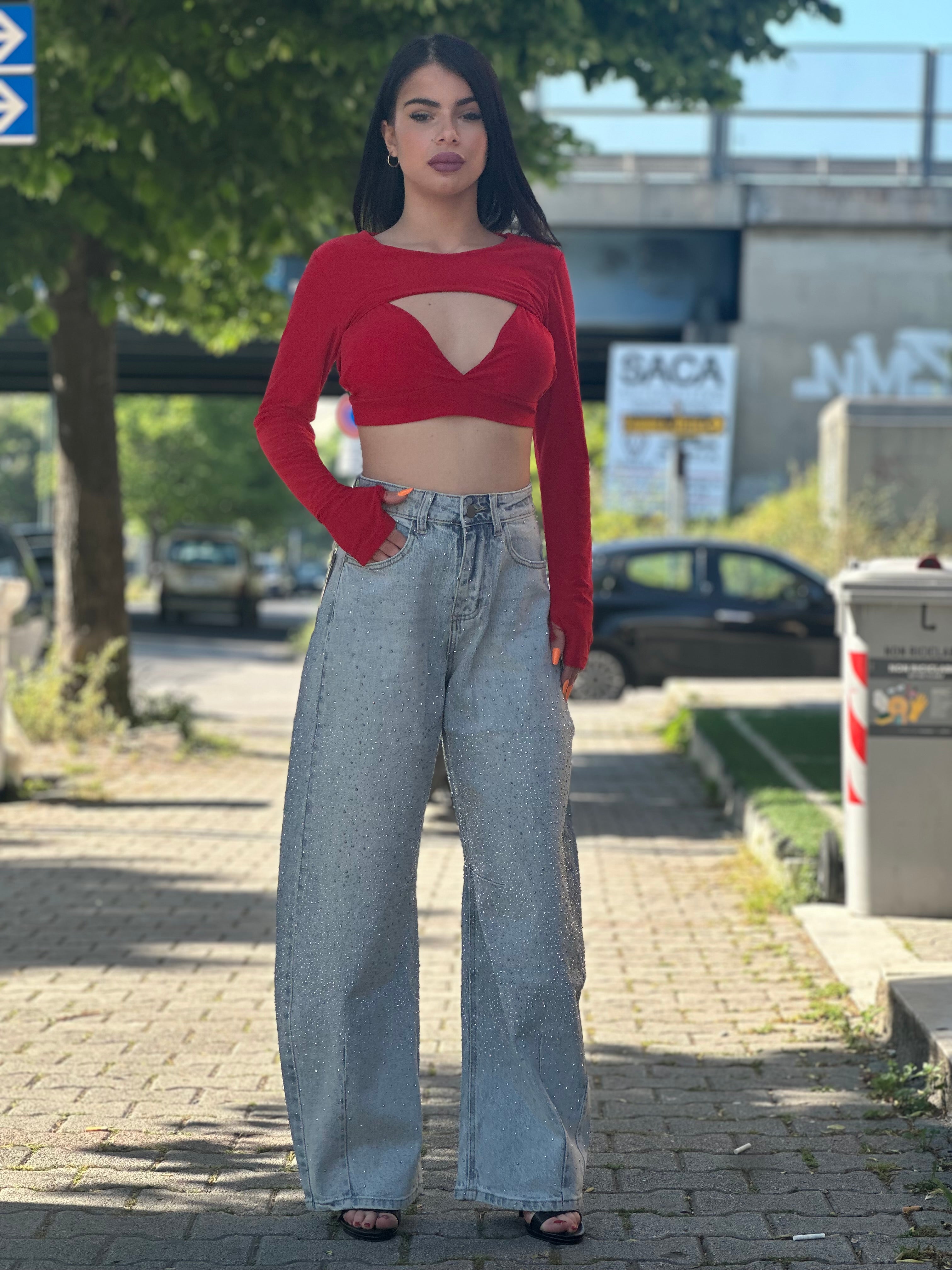 Balloon brillantinato jeans