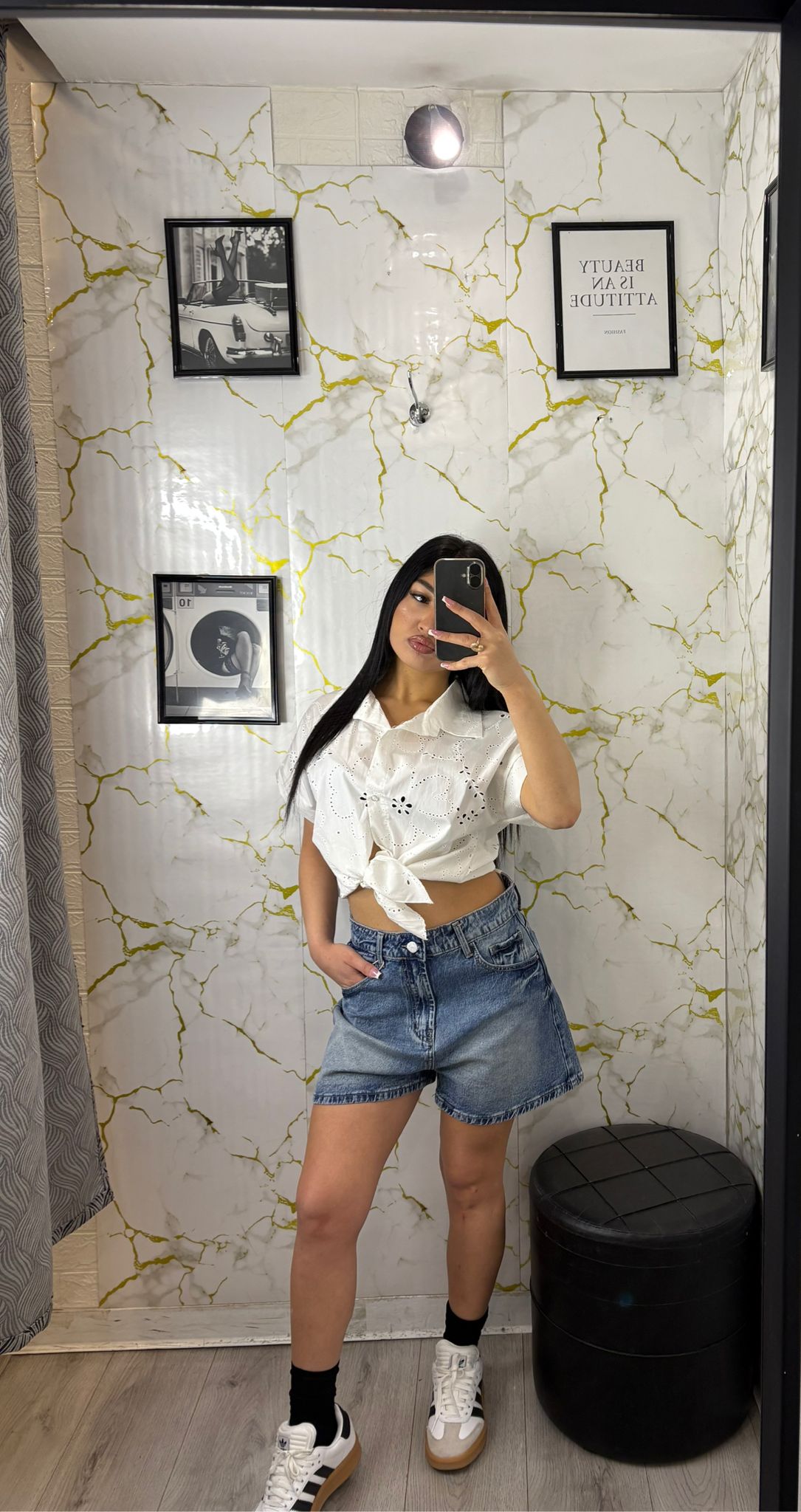 Camicia crop pizzo San gallo