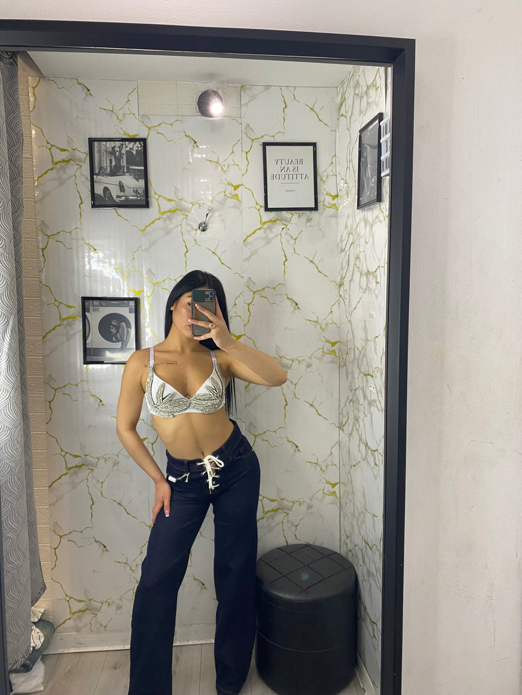Jeans con chiusura intreccio